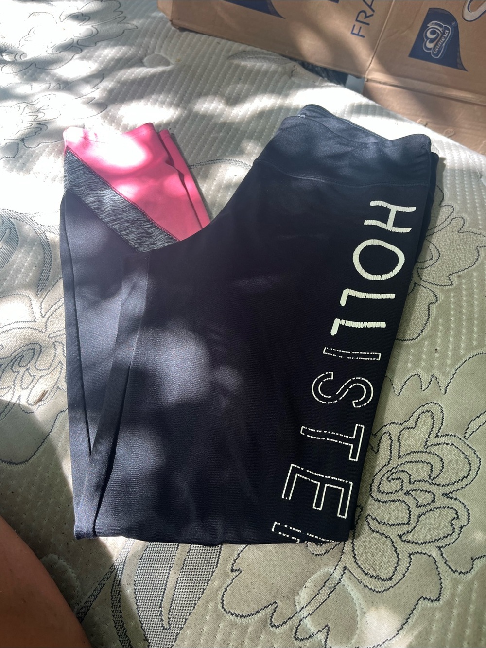 Hollister Black Leggings with Pink Accent Panels